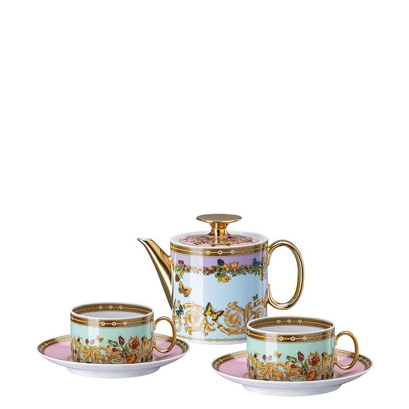 Versace Butterfly Garden Modern Tea Set for Two Incl. Tea Pot & 2 Tea Cups Saucers 19335-409609-28717