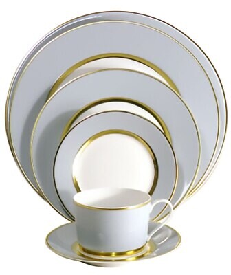 Royal Limoges Mak Grey Gold Rectangular Cake Platter 15.75 Inch L330-REC20829, MPN: L330-REC20829,