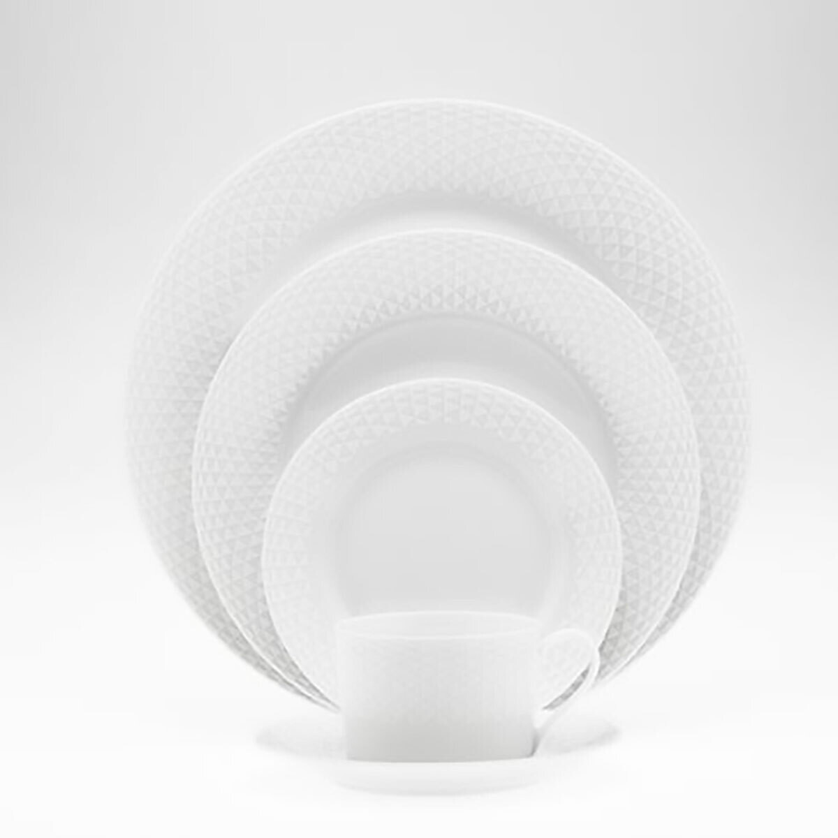 Royal Limoges Diamonds White Shallow Salad Pasta Plate 8.5 Inch A220-COU20471, MPN: A220-COU20471,