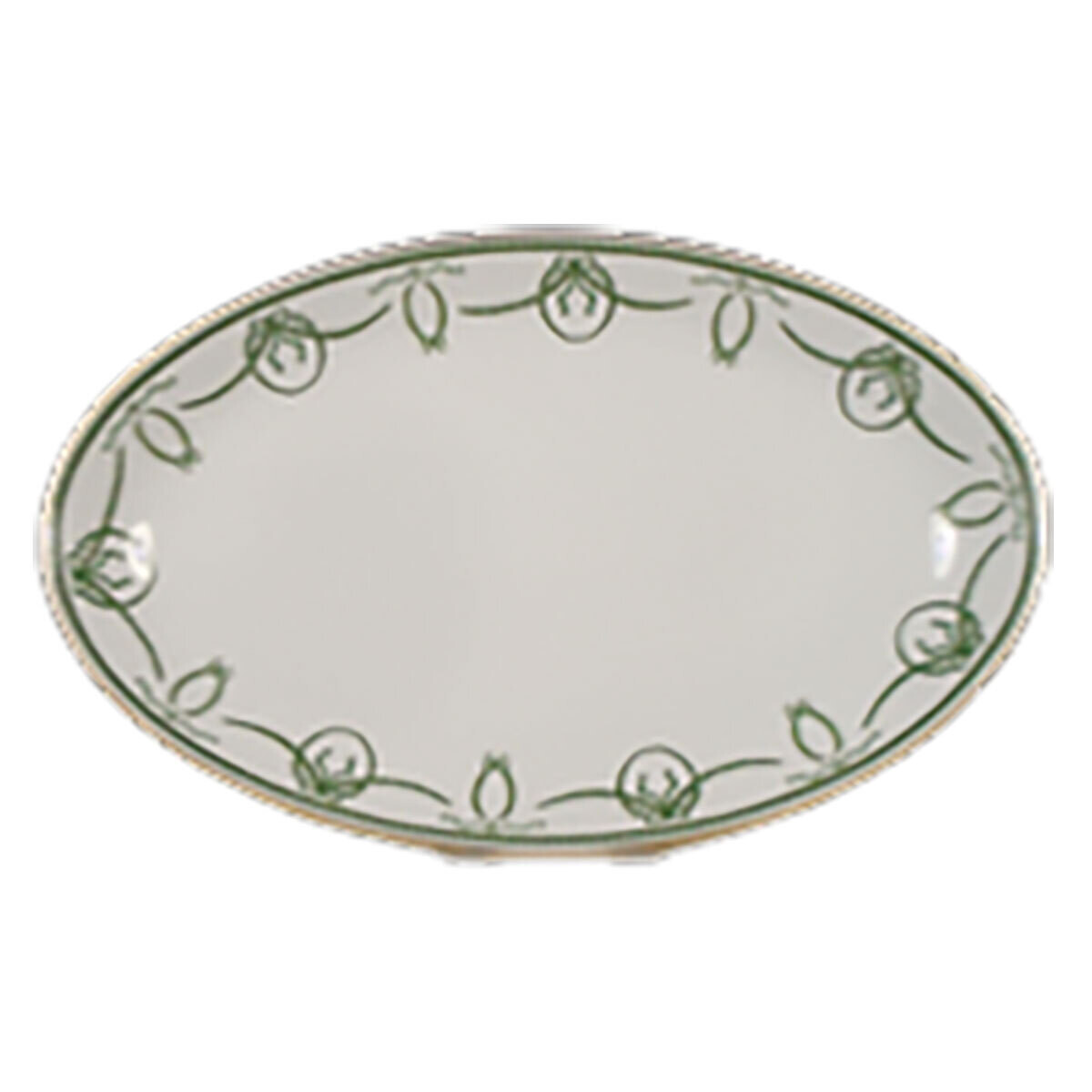 Royal Limoges Cheverny Green Oval Platter Large 15.75 Inch L414-REC10408, MPN: L414-REC10408,