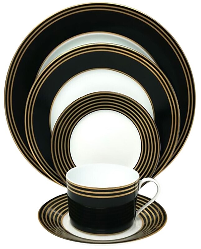 Royal Limoges Latitudes Black & Gold Tea Saucer T200-REC20842