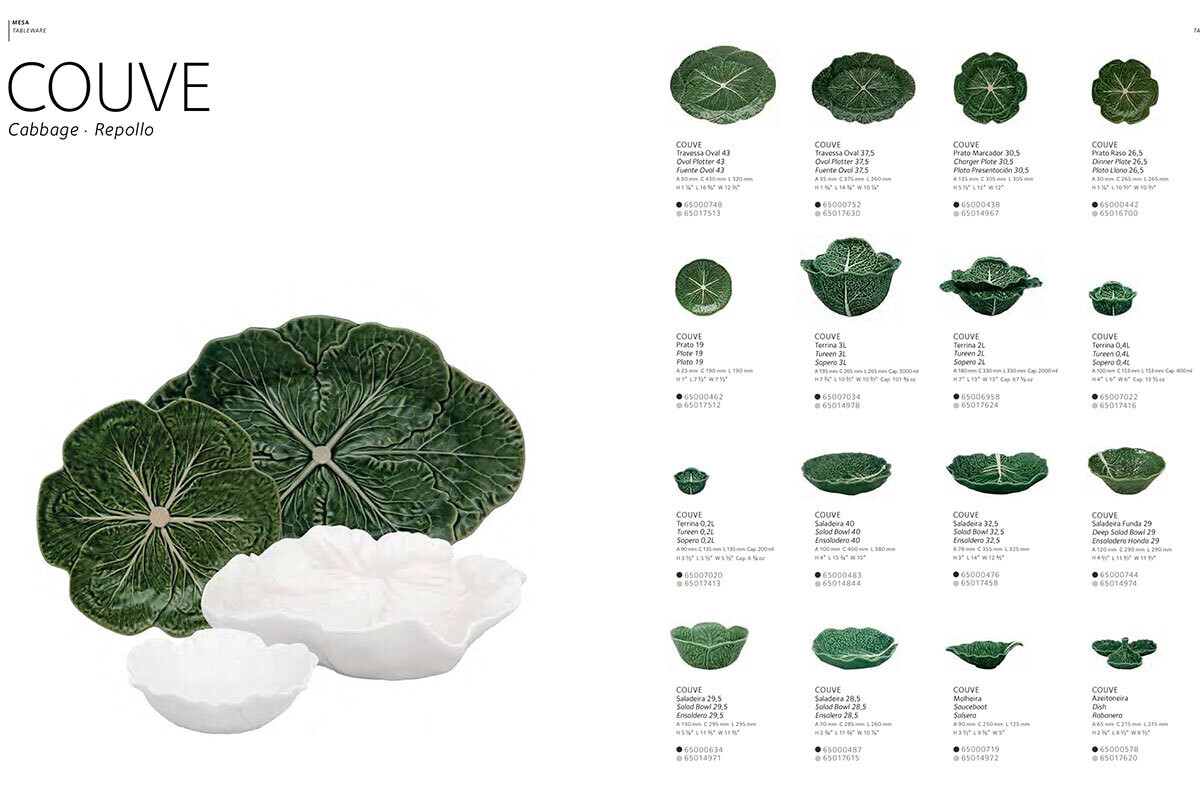 Bordallo Pinheiro Cabbage Leaf With Bowl 28 Green Set of 2 65025420