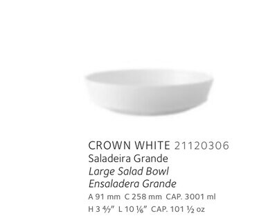 Vista Alegre Crown White Large Salad Bowl 21120306, MPN: 21120306,