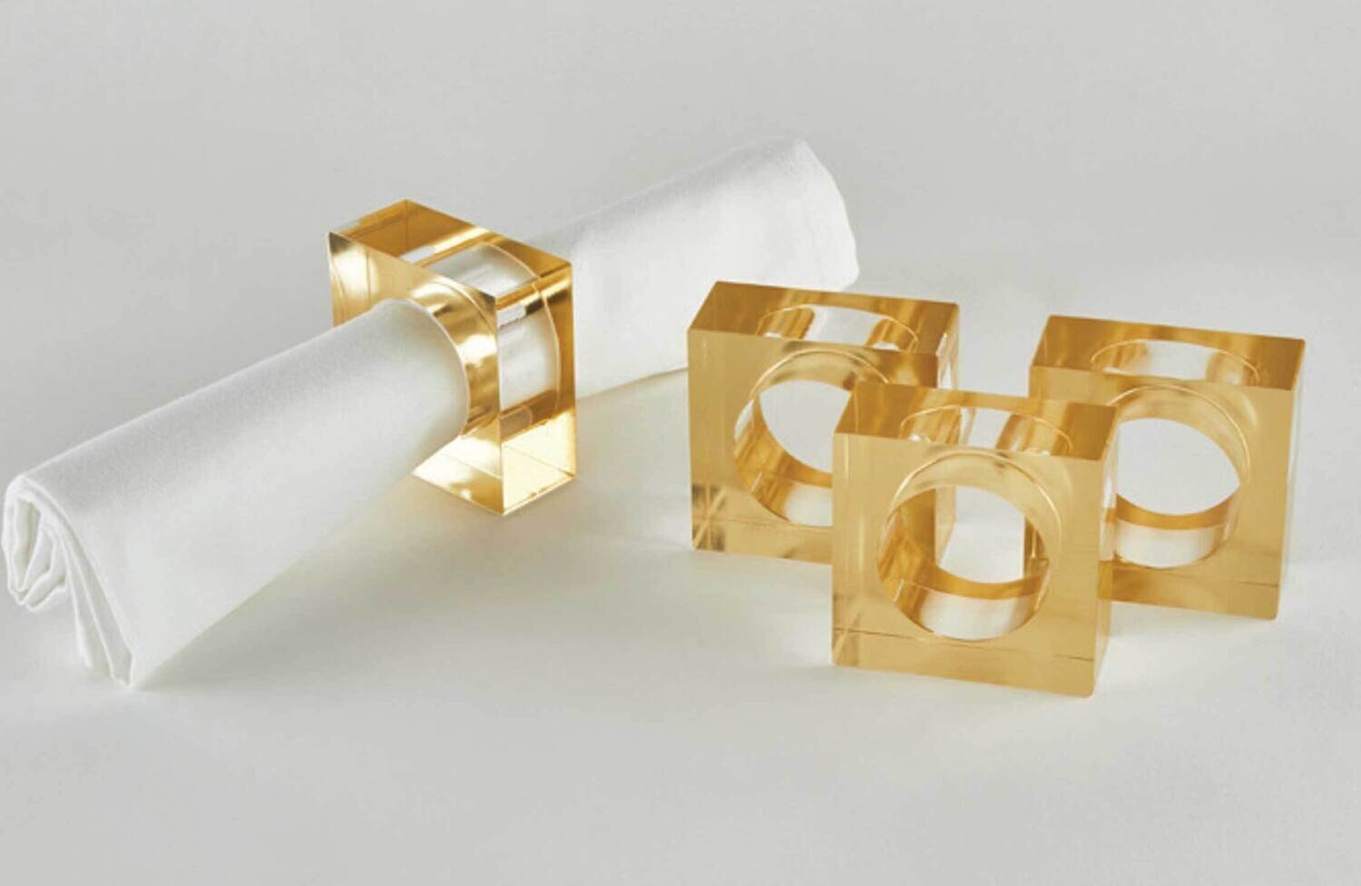Tizo Acrylic Napkin Ring Gold Set of 4 HA225GDNR, MPN: HA225GDNR,