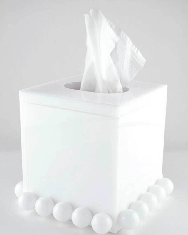 Tizo Lucite Tissue Box with Lid White Bubble HA232WHTS