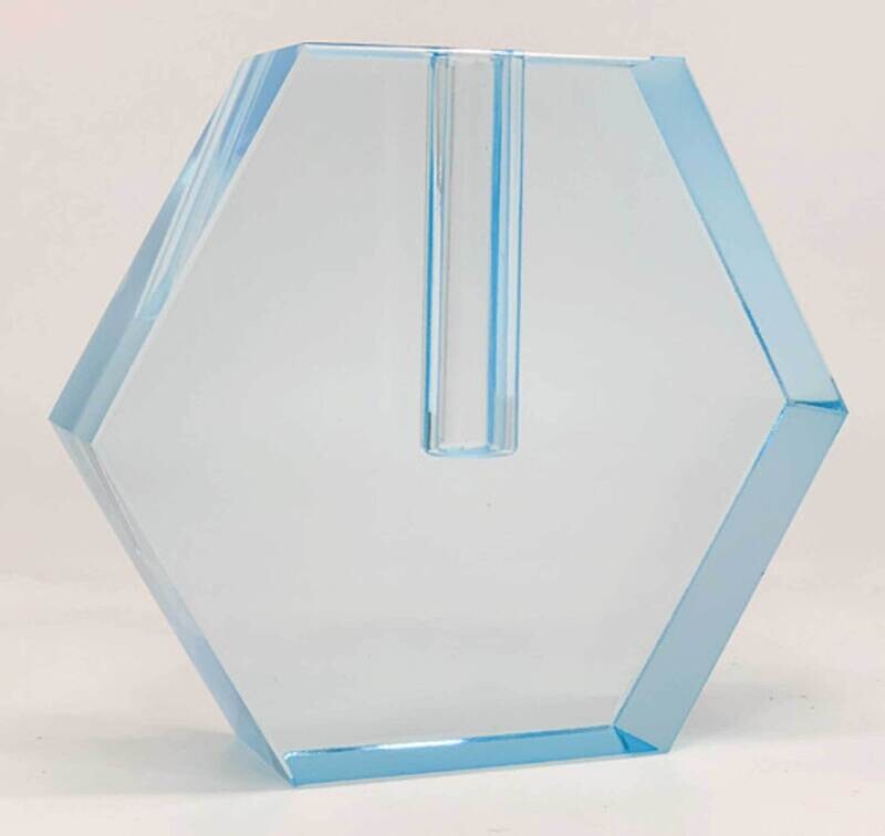 Tizo Hex Glass Vase Flat Blue Small PH480VSBL