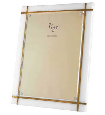 Tizo White Lucite Gold Metal Picture Frame 4 x 6 Inch HA291WH46, MPN: HA291WH46,