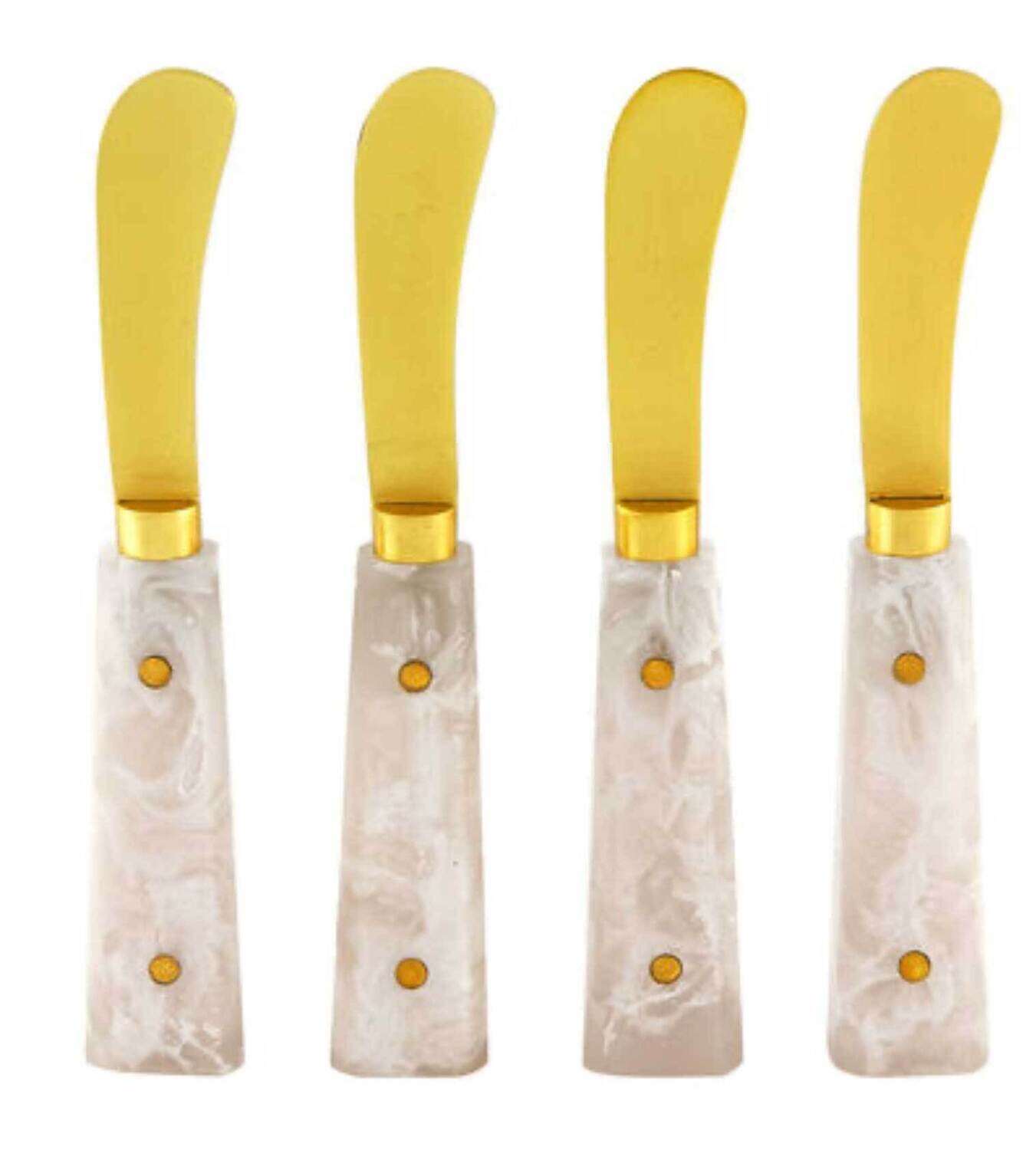 Tizo Butter Spreader Gold Finish White Set of 4 2349WH/SP, MPN: 2349WH/SP,