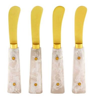 Tizo Butter Spreader Gold Finish White Set of 4 2349WH/SP, MPN: 2349WH/SP,