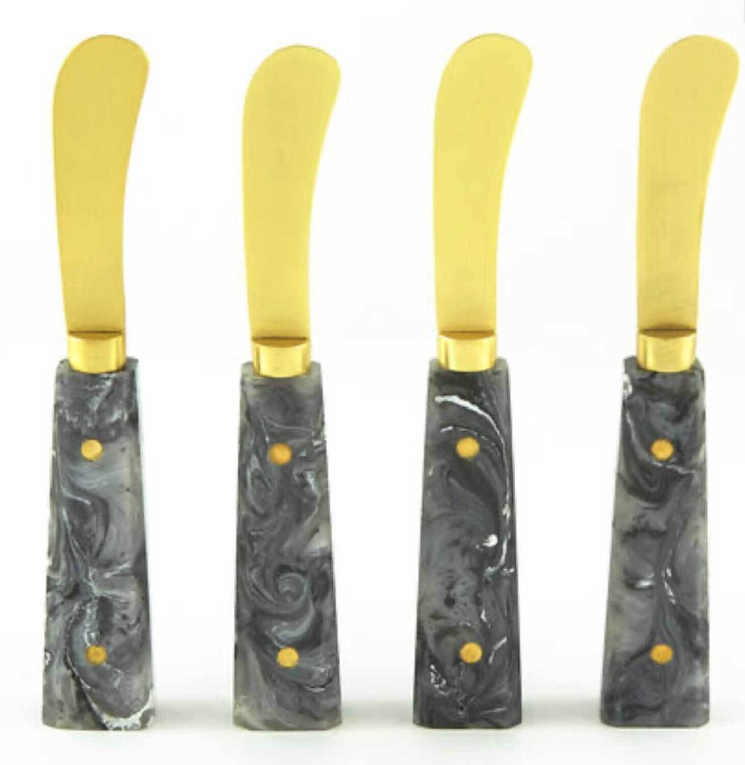 Tizo Butter Spreader Gold Finish Grey Set of 4 2349GY/SP, MPN: 2349GY/SP,