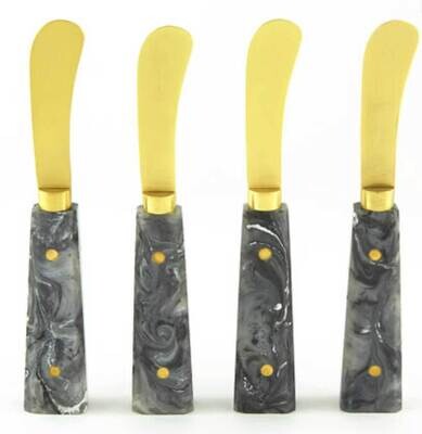 Tizo Butter Spreader Gold Finish Grey Set of 4 2349GY/SP, MPN: 2349GY/SP,