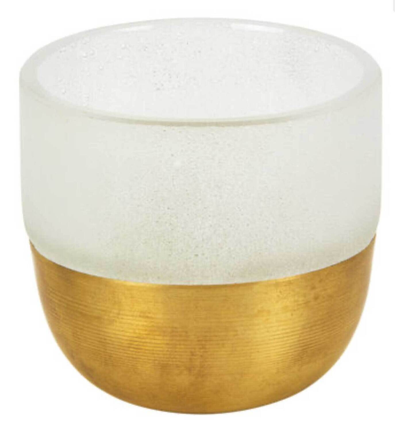 Tizo Votive Gold White Glass 3 Inch P158WHC/S