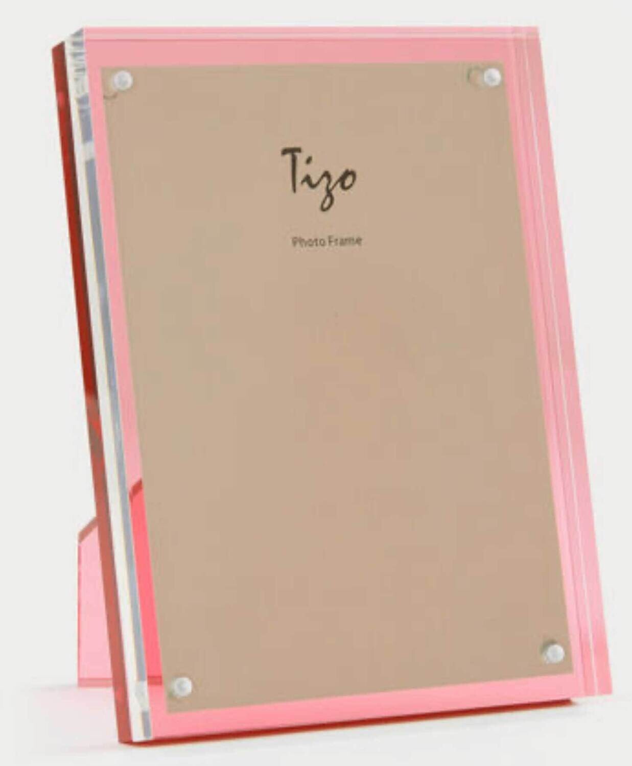 Tizo Pink Back 5 x 7 Inch Lucite Picture Frame HA159PK57, MPN: HA159PK57,