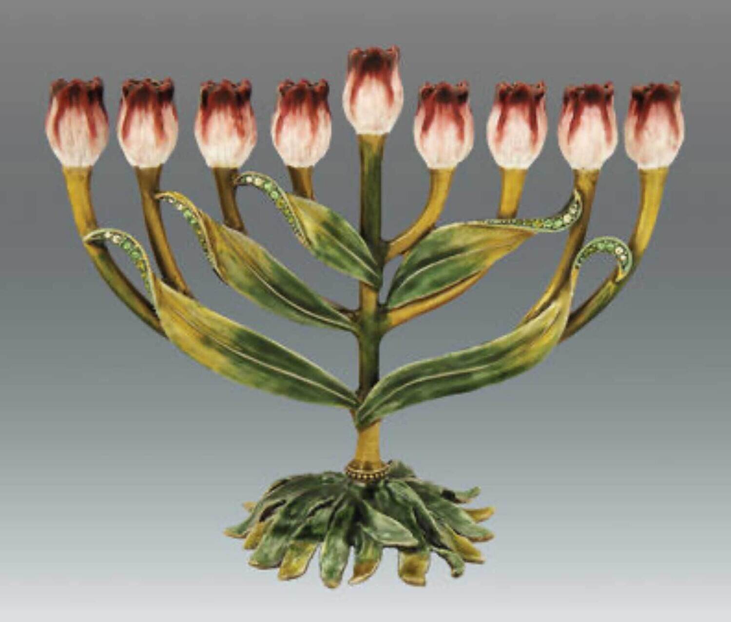 Tizo Menorah Tulip Enamel Jeweled RS339CS, MPN: RS339CS,
