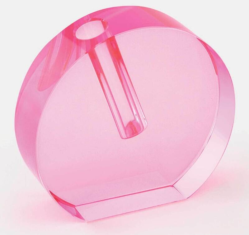 Tizo Round Flat Pink Glass Vase Small PH470VSPK