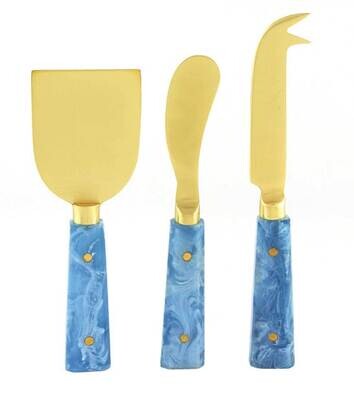 Tizo Cheese Set of 3 Blue Gold 2349BL/CH, MPN: 2349BL/CH,