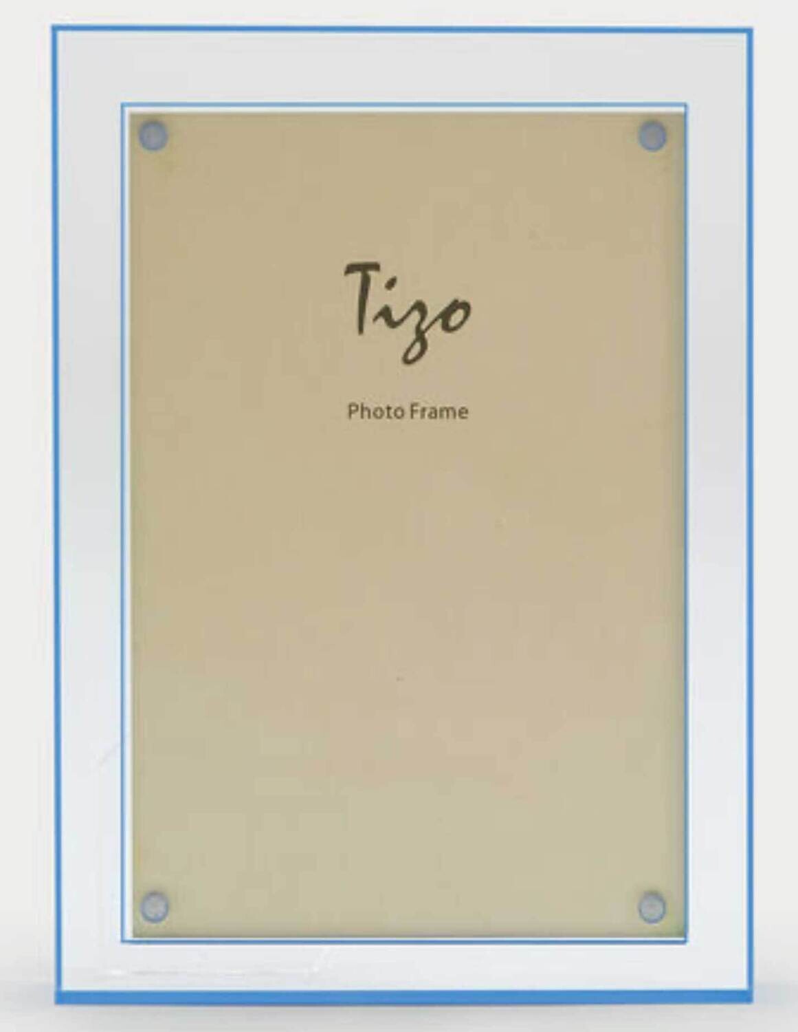 Tizo Blue Double Border 4 x 6 Inch Lucite Picture Frame HA193BL46, MPN: HA193BL46,