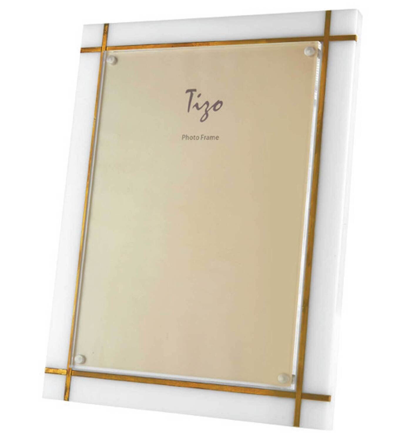 Tizo White Lucite Gold Metal Picture Frame 5 x 7 Inch HA291WH57, MPN: HA291WH57,