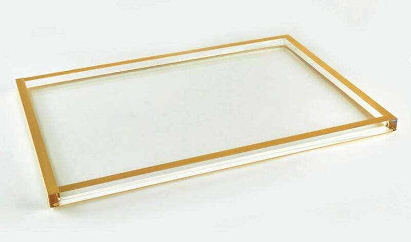 Tizo Lucite Gold Border Tray Platter HA223GDTY