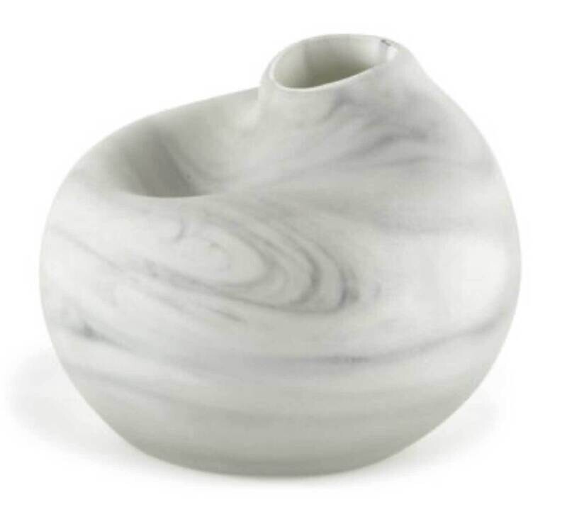 Tizo Hand Blown Marbled Vase Short 3.75_ H P240BLUVS
