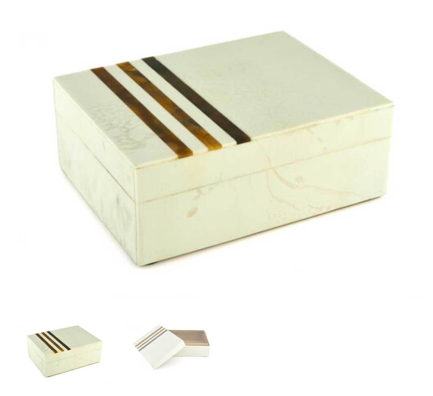 Tizo Horn Stripe Box White Small 8x6x3 W451HOBXS
