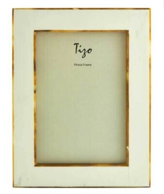 Tizo White Bone Resin with Faux Horn Border Picture Frame 4 x 6 Inch W438-46, MPN: W438-46,