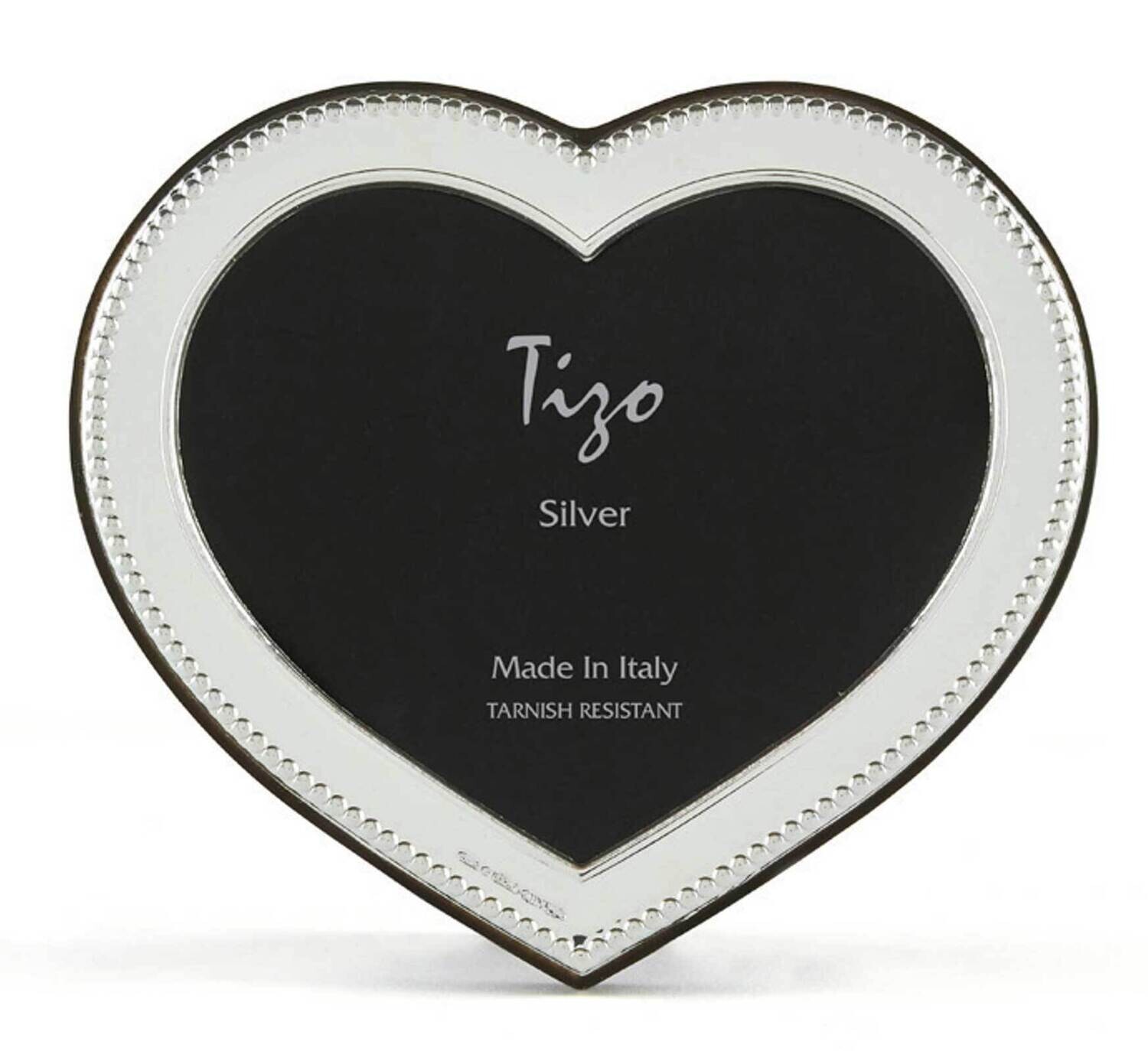 Tizo Heart Picture Frame 2 x 3 Inch Silver-Plated Beaded 1407-23