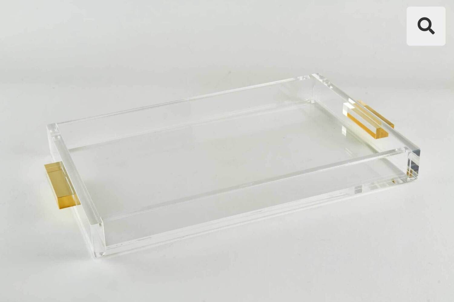 Tizo Lucite Gold Handle Tray Platter 12 x 8 Inch HA215GDTY