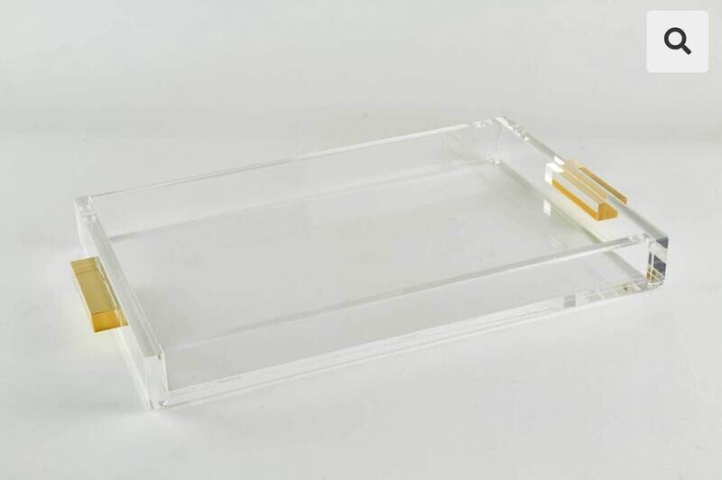 Tizo Lucite Gold Handle Tray Platter 12 x 8 Inch HA215GDTY