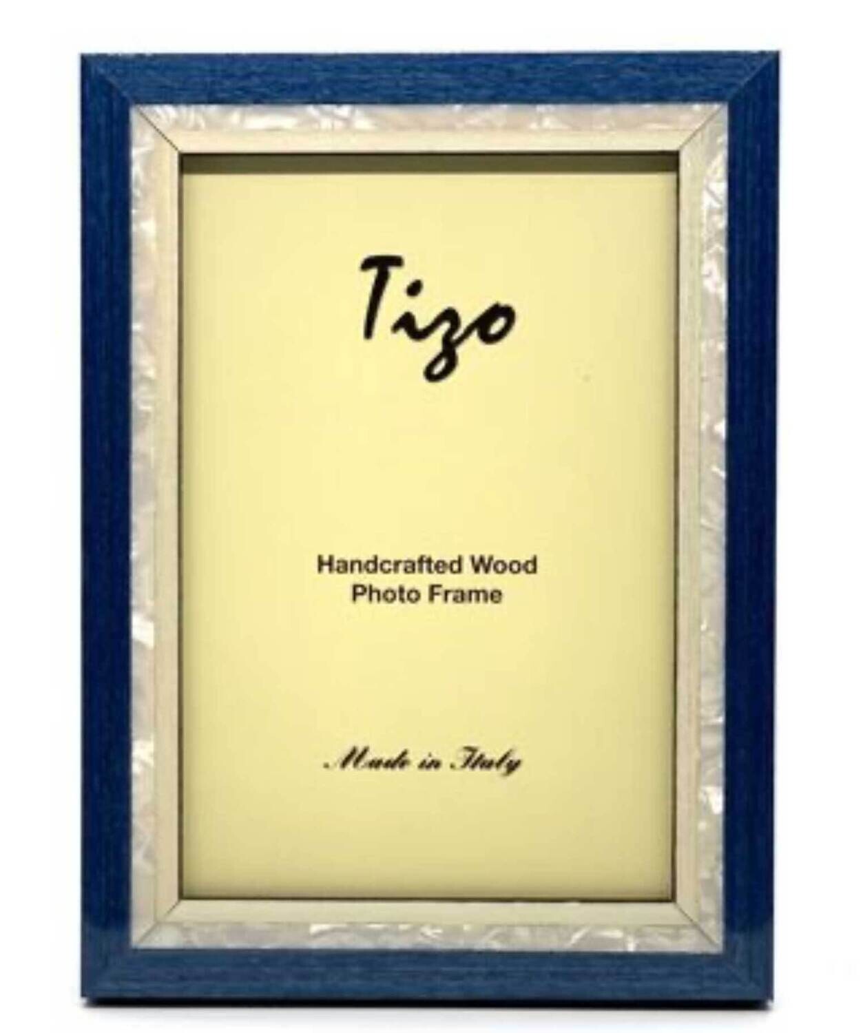 Tizo Blue Mother of Pearl Wooden Picture Frame 4 x 6 Inch ST20BLU-46