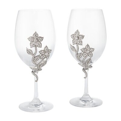 Olivia Riegel Silver Flora Stemware Set of 2 SW2305, MPN: SW2305, 851090000766