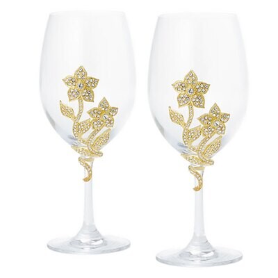 Olivia Riegel Gold Flora Stemware Set of 2 SW2304, MPN: SW2304,