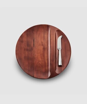 Mary Jurek Divided Wood Tray with Knife 13&quot;D x 1&quot;H HS012, MPN: HS012,