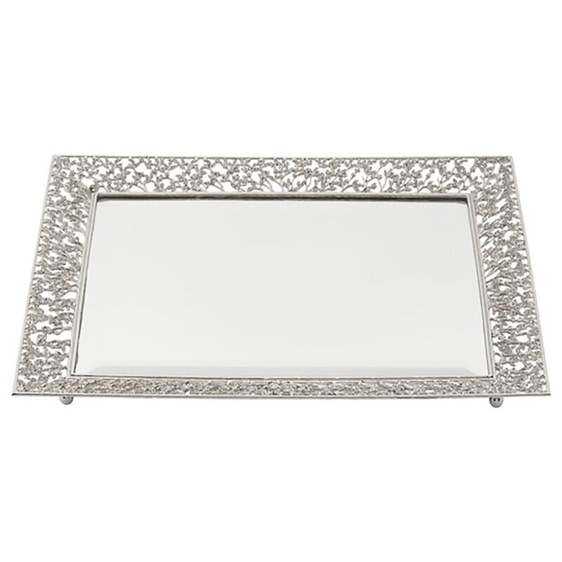 Olivia Riegel Silver Isadora Beveled Mirror Tray VT2203