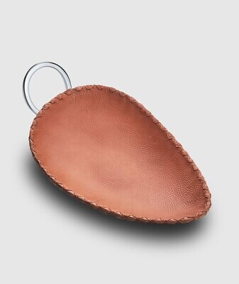 Mary Jurek Bl Leather Oval Tray with Ring Handle 6&quot; x 9&quot; L DLT002, MPN: DLT002,