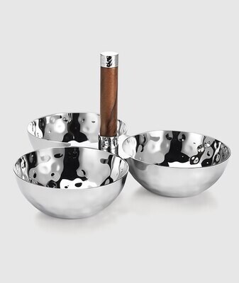 Mary Jurek Sierra 3 Bowl Set with Wood Handle 8&quot; x 5&quot;H HS010, MPN: HS010,