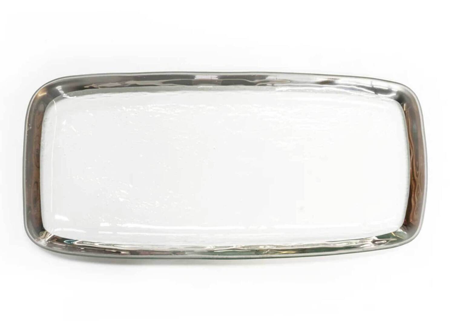 Annieglass Roman Antique Platinum 9 X 20 Inch Large Platter P187