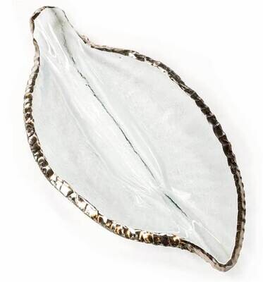 Annieglass Edgey Platinum 14 X 7 Leaf Bowl E215P, MPN: E215P, UPC: 690432215006