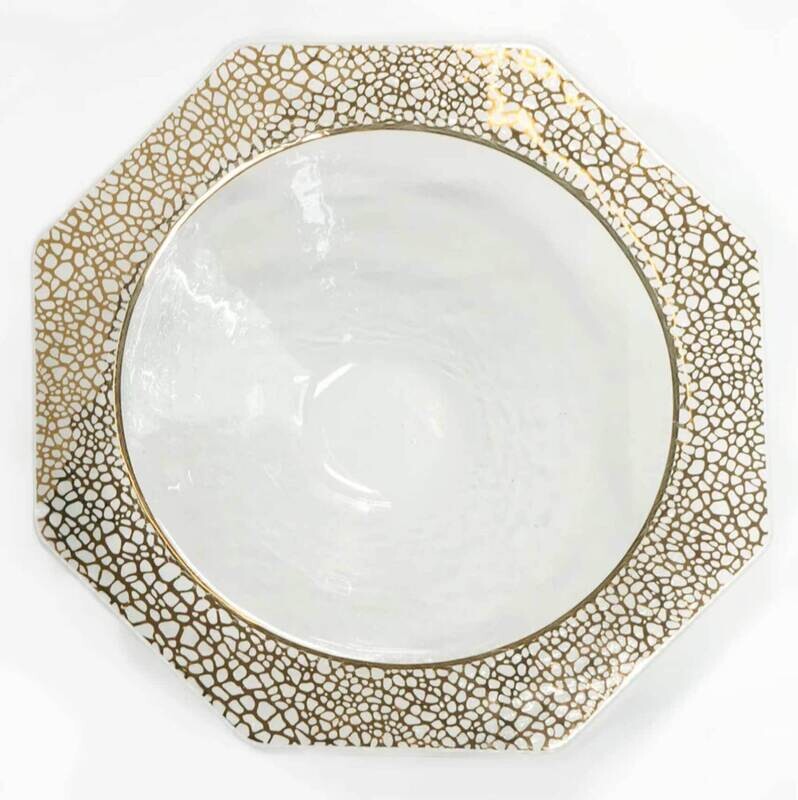 Annieglass Mosaic Gold 14 3/4 Inch Serving Bowl MS111G