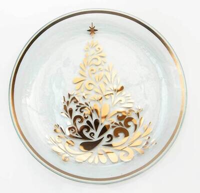 Annieglass Holiday Gold 8 1/2 Inch X-Mas Tree Plate CT102G, MPN: CT102G, UPC: 690432102450
