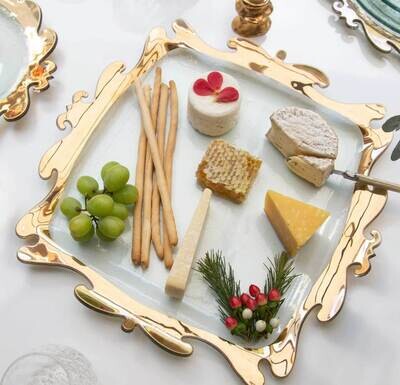 Annieglass Rococo Gold 15 Inch Square Rococo RR205G, MPN: RR205G, UPC: 690432205458