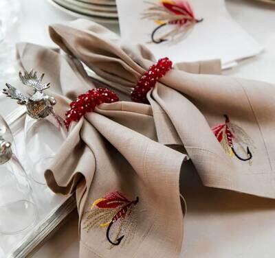 Crown Linen Designs Napkin Ring Set of 4 Crystal Red NR022R