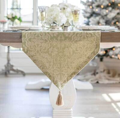 Crown Linen Designs Runner Imperial Jacquard Green 18&quot; x 90&quot; RA2390
