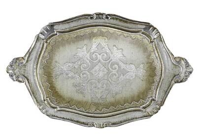 Arte Italica Florentino Wooden Tray Antique Silver Gold Xsmall FLO300GS
