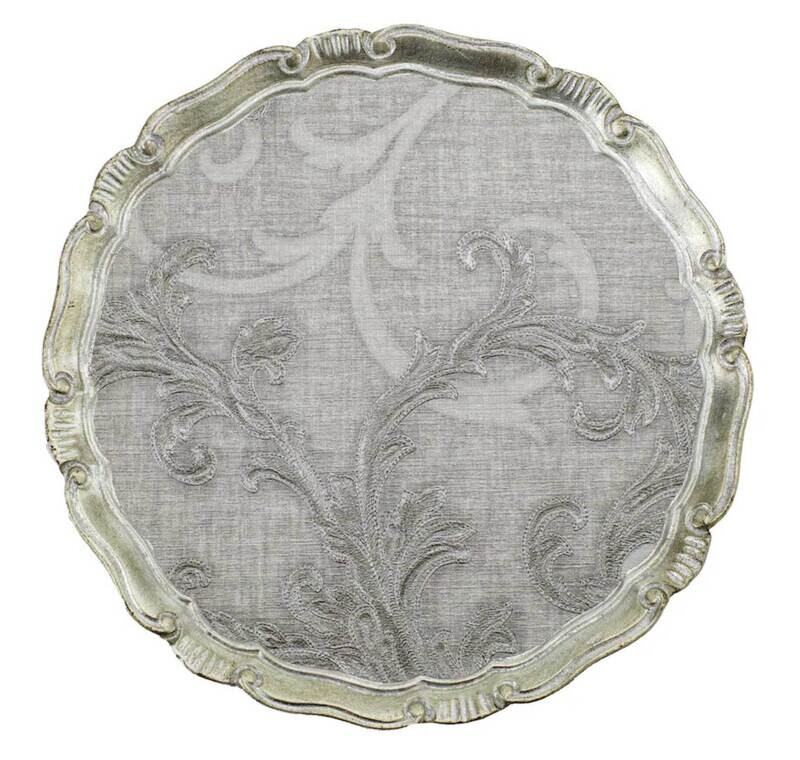 Arte Italica Florentino Damask Wooden Tray Charger Large FLO304
