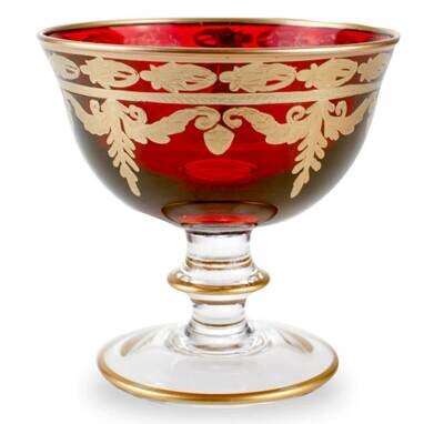 Arte Italica Vetro Gold Red Compote VR4881