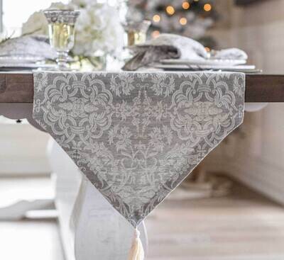 Crown Linen Designs Runner Imperial Jacquard Grey 18&quot; x 108&quot; RA21108