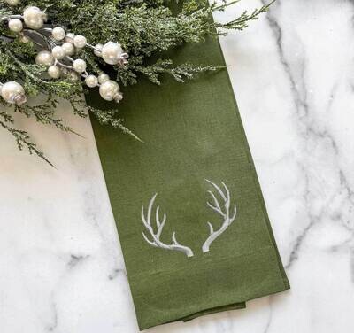 Crown Linen Designs Towel Antlers Evergreen Taupe Need Sample T3153