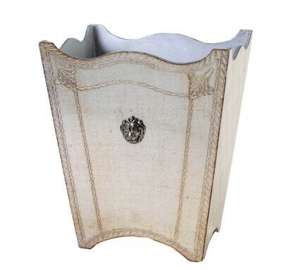 Arte Italica Florentino Leone Wooden Waste Basket Antique Silver FLO306S