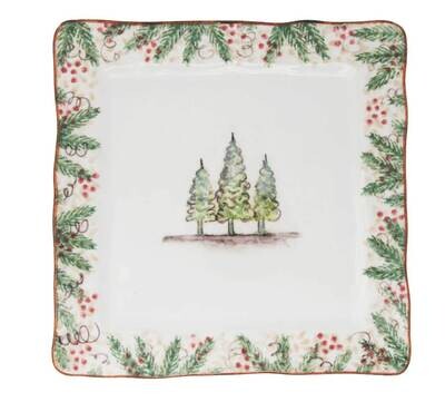 Arte Italica Natale Square Dinner Plate NAT9727